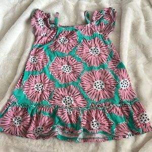 Pink and Seafoam Floral Print Dress